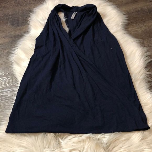 Fabletics Navy Vneck Criss Cross Tank - Picture 1 of 6